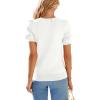 imagePRETTYGARDEN Womens Sweaters Spring 2026 Summer Puff Short Sleeve Sweater Trendy Cute Knit Work Blouses Business Casual TopsWhite