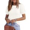 imagePRETTYGARDEN Womens Sweaters Spring 2026 Summer Puff Short Sleeve Sweater Trendy Cute Knit Work Blouses Business Casual TopsWhite