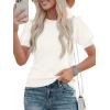 imagePRETTYGARDEN Womens Sweaters Spring 2026 Summer Puff Short Sleeve Sweater Trendy Cute Knit Work Blouses Business Casual TopsWhite