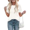 imagePRETTYGARDEN Womens Sweaters Spring 2026 Summer Puff Short Sleeve Sweater Trendy Cute Knit Work Blouses Business Casual TopsWhite