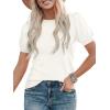 imagePRETTYGARDEN Womens Sweaters Spring 2026 Summer Puff Short Sleeve Sweater Trendy Cute Knit Work Blouses Business Casual TopsWhite