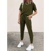 imagePRETTYGARDEN Womens Two Piece Lounge Sets 2026 Spring Summer Jogger Pants Vacation Outfits Travel Airplane Matching ClothesArmy Green