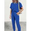 imagePRETTYGARDEN Womens Two Piece Lounge Sets 2026 Spring Summer Jogger Pants Vacation Outfits Travel Airplane Matching ClothesBlue