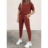 imagePRETTYGARDEN Womens Two Piece Lounge Sets 2026 Spring Summer Jogger Pants Vacation Outfits Travel Airplane Matching ClothesBrick Red