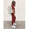 imagePRETTYGARDEN Womens Two Piece Lounge Sets 2026 Spring Summer Jogger Pants Vacation Outfits Travel Airplane Matching ClothesBrick Red