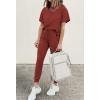 imagePRETTYGARDEN Womens Two Piece Lounge Sets 2026 Spring Summer Jogger Pants Vacation Outfits Travel Airplane Matching ClothesBrick Red