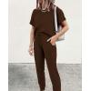 imagePRETTYGARDEN Womens Two Piece Lounge Sets 2026 Spring Summer Jogger Pants Vacation Outfits Travel Airplane Matching ClothesBrown