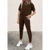 imagePRETTYGARDEN Womens Two Piece Lounge Sets 2026 Spring Summer Jogger Pants Vacation Outfits Travel Airplane Matching ClothesBrown