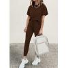 imagePRETTYGARDEN Womens Two Piece Lounge Sets 2026 Spring Summer Jogger Pants Vacation Outfits Travel Airplane Matching ClothesBrown