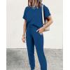 imagePRETTYGARDEN Womens Two Piece Lounge Sets 2026 Spring Summer Jogger Pants Vacation Outfits Travel Airplane Matching ClothesDark Blue