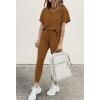 imagePRETTYGARDEN Womens Two Piece Lounge Sets 2026 Spring Summer Jogger Pants Vacation Outfits Travel Airplane Matching ClothesDark Brown