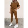 imagePRETTYGARDEN Womens Two Piece Lounge Sets 2026 Spring Summer Jogger Pants Vacation Outfits Travel Airplane Matching ClothesDark Brown