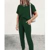 imagePRETTYGARDEN Womens Two Piece Lounge Sets 2026 Spring Summer Jogger Pants Vacation Outfits Travel Airplane Matching ClothesDark Green