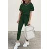imagePRETTYGARDEN Womens Two Piece Lounge Sets 2026 Spring Summer Jogger Pants Vacation Outfits Travel Airplane Matching ClothesDark Green
