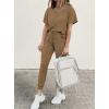 imagePRETTYGARDEN Womens Two Piece Lounge Sets 2026 Spring Summer Jogger Pants Vacation Outfits Travel Airplane Matching ClothesDark Khaki