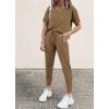 imagePRETTYGARDEN Womens Two Piece Lounge Sets 2026 Spring Summer Jogger Pants Vacation Outfits Travel Airplane Matching ClothesDark Khaki