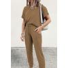 imagePRETTYGARDEN Womens Two Piece Lounge Sets 2026 Spring Summer Jogger Pants Vacation Outfits Travel Airplane Matching ClothesDark Khaki