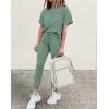 imagePRETTYGARDEN Womens Two Piece Lounge Sets 2026 Spring Summer Jogger Pants Vacation Outfits Travel Airplane Matching ClothesGreen