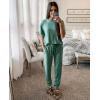 imagePRETTYGARDEN Womens Two Piece Lounge Sets 2026 Spring Summer Jogger Pants Vacation Outfits Travel Airplane Matching ClothesGreen