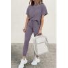 imagePRETTYGARDEN Womens Two Piece Lounge Sets 2026 Spring Summer Jogger Pants Vacation Outfits Travel Airplane Matching ClothesGrey