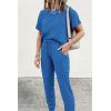imagePRETTYGARDEN Womens Two Piece Lounge Sets 2026 Spring Summer Jogger Pants Vacation Outfits Travel Airplane Matching ClothesGrey Blue