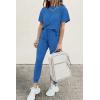 imagePRETTYGARDEN Womens Two Piece Lounge Sets 2026 Spring Summer Jogger Pants Vacation Outfits Travel Airplane Matching ClothesGrey Blue