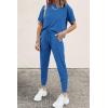 imagePRETTYGARDEN Womens Two Piece Lounge Sets 2026 Spring Summer Jogger Pants Vacation Outfits Travel Airplane Matching ClothesGrey Blue