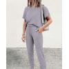 imagePRETTYGARDEN Womens Two Piece Lounge Sets 2026 Spring Summer Jogger Pants Vacation Outfits Travel Airplane Matching ClothesLight Grey