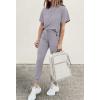 imagePRETTYGARDEN Womens Two Piece Lounge Sets 2026 Spring Summer Jogger Pants Vacation Outfits Travel Airplane Matching ClothesLight Grey