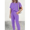 imagePRETTYGARDEN Womens Two Piece Lounge Sets 2026 Spring Summer Jogger Pants Vacation Outfits Travel Airplane Matching ClothesLight Purple