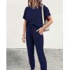 imagePRETTYGARDEN Womens Two Piece Lounge Sets 2026 Spring Summer Jogger Pants Vacation Outfits Travel Airplane Matching ClothesNavy