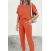 imagePRETTYGARDEN Womens Two Piece Lounge Sets 2026 Spring Summer Jogger Pants Vacation Outfits Travel Airplane Matching ClothesOrange Red