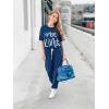 imagePRETTYGARDEN Womens Two Piece Lounge Sets 2026 Spring Summer Jogger Pants Vacation Outfits Travel Airplane Matching ClothesPrint Dark Blue
