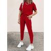 imagePRETTYGARDEN Womens Two Piece Lounge Sets 2026 Spring Summer Jogger Pants Vacation Outfits Travel Airplane Matching ClothesRed