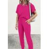 imagePRETTYGARDEN Womens Two Piece Lounge Sets 2026 Spring Summer Jogger Pants Vacation Outfits Travel Airplane Matching ClothesRose Red