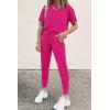 imagePRETTYGARDEN Womens Two Piece Lounge Sets 2026 Spring Summer Jogger Pants Vacation Outfits Travel Airplane Matching ClothesRose Red