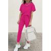 imagePRETTYGARDEN Womens Two Piece Lounge Sets 2026 Spring Summer Jogger Pants Vacation Outfits Travel Airplane Matching ClothesRose Red