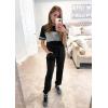imagePRETTYGARDEN Womens Two Piece Lounge Sets 2026 Spring Summer Jogger Pants Vacation Outfits Travel Airplane Matching ClothesStriped Black