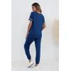 imagePRETTYGARDEN Womens Two Piece Lounge Sets 2026 Spring Summer Jogger Pants Vacation Outfits Travel Airplane Matching ClothesStriped Bright Blue