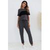 imagePRETTYGARDEN Womens Two Piece Lounge Sets 2026 Spring Summer Jogger Pants Vacation Outfits Travel Airplane Matching ClothesStriped Dark Grey