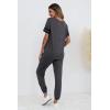 imagePRETTYGARDEN Womens Two Piece Lounge Sets 2026 Spring Summer Jogger Pants Vacation Outfits Travel Airplane Matching ClothesStriped Dark Grey