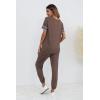 imagePRETTYGARDEN Womens Two Piece Lounge Sets 2026 Spring Summer Jogger Pants Vacation Outfits Travel Airplane Matching ClothesStriped Dark Khaki