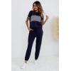 imagePRETTYGARDEN Womens Two Piece Lounge Sets 2026 Spring Summer Jogger Pants Vacation Outfits Travel Airplane Matching ClothesStriped Navy