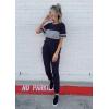 imagePRETTYGARDEN Womens Two Piece Lounge Sets 2026 Spring Summer Jogger Pants Vacation Outfits Travel Airplane Matching ClothesStriped Navy