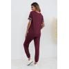 imagePRETTYGARDEN Womens Two Piece Lounge Sets 2026 Spring Summer Jogger Pants Vacation Outfits Travel Airplane Matching ClothesStriped Wine Red
