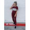 imagePRETTYGARDEN Womens Two Piece Lounge Sets 2026 Spring Summer Jogger Pants Vacation Outfits Travel Airplane Matching ClothesStriped Wine Red