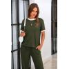 imagePRETTYGARDEN Womens Two Piece Lounge Sets 2026 Spring Summer Jogger Pants Vacation Outfits Travel Airplane Matching ClothesStripes Army Green