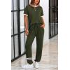 imagePRETTYGARDEN Womens Two Piece Lounge Sets 2026 Spring Summer Jogger Pants Vacation Outfits Travel Airplane Matching ClothesStripes Army Green