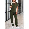 imagePRETTYGARDEN Womens Two Piece Lounge Sets 2026 Spring Summer Jogger Pants Vacation Outfits Travel Airplane Matching ClothesStripes Army Green