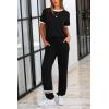 imagePRETTYGARDEN Womens Two Piece Lounge Sets 2026 Spring Summer Jogger Pants Vacation Outfits Travel Airplane Matching ClothesStripes Black